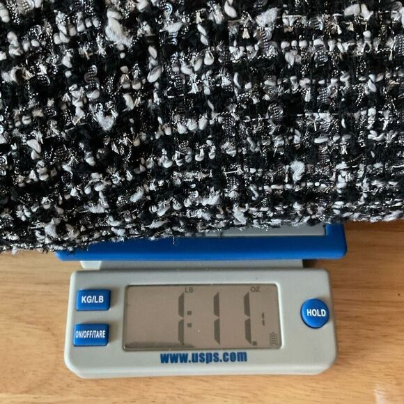 WALTER BAKER Kennedy Metallic Bouclé-Tweed Jacket 4 Buttons Blazer BlackSilver M - Picture 11 of 11